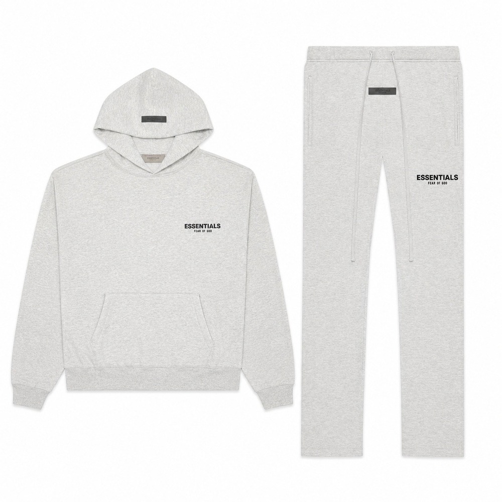 Fear of God Essentials Light Oatmeal Hoodie & Sweatpants Set XL NWT